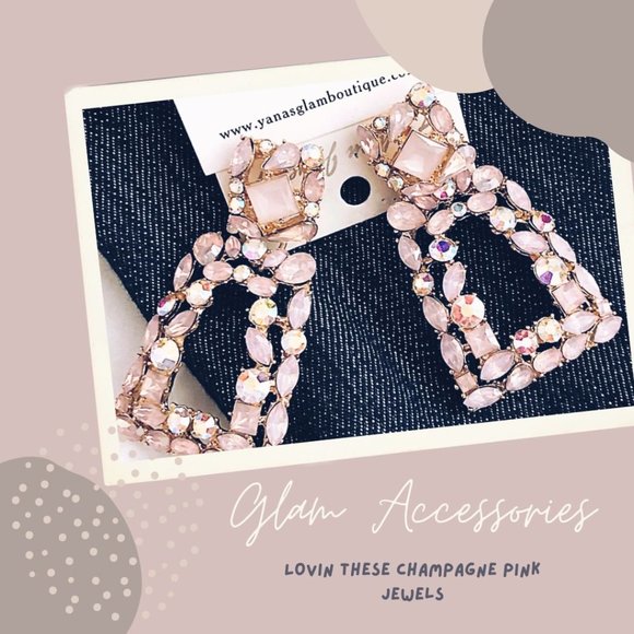 Champagne Pink Glass Earrings - Picture 3 of 3